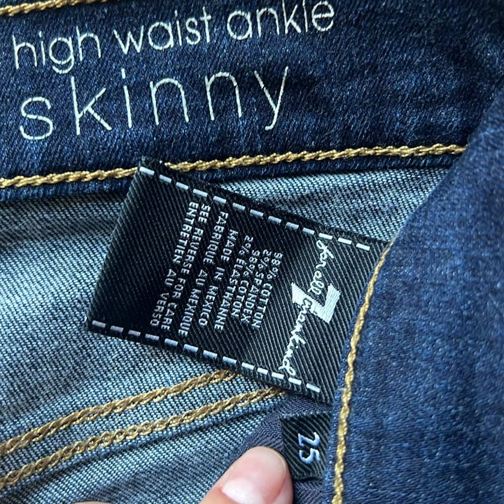 # 86 7 For All Mankind Dark Blue Skinny Jeans - Picture 2 of 4
